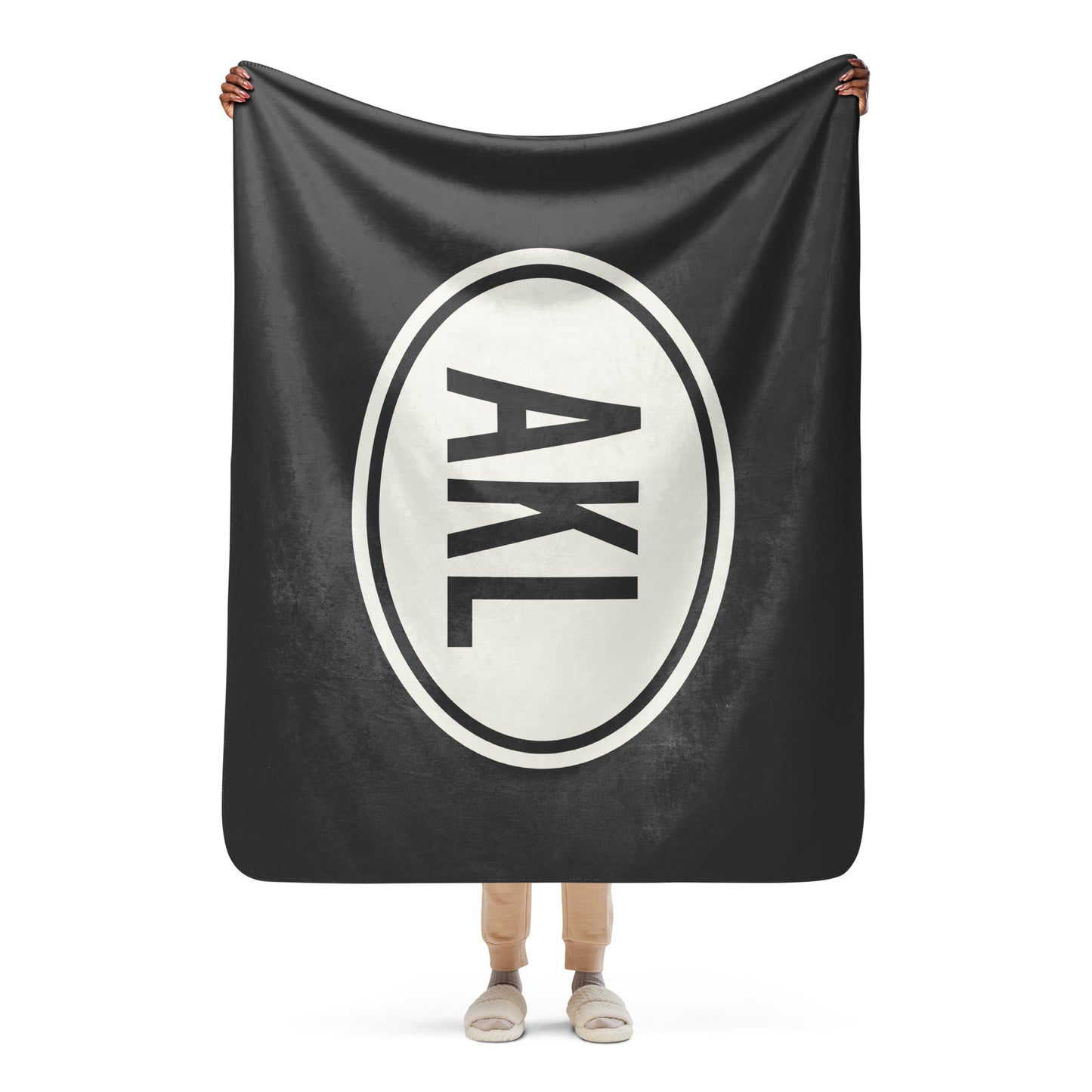 Unique Travel Gift Sherpa Blanket - White Oval • AKL Auckland • YHM Designs - Image 04