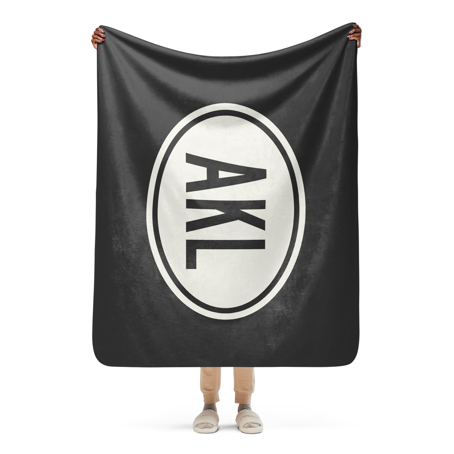 Unique Travel Gift Sherpa Blanket - White Oval • AKL Auckland Souvenir • YHM Designs - Image 04