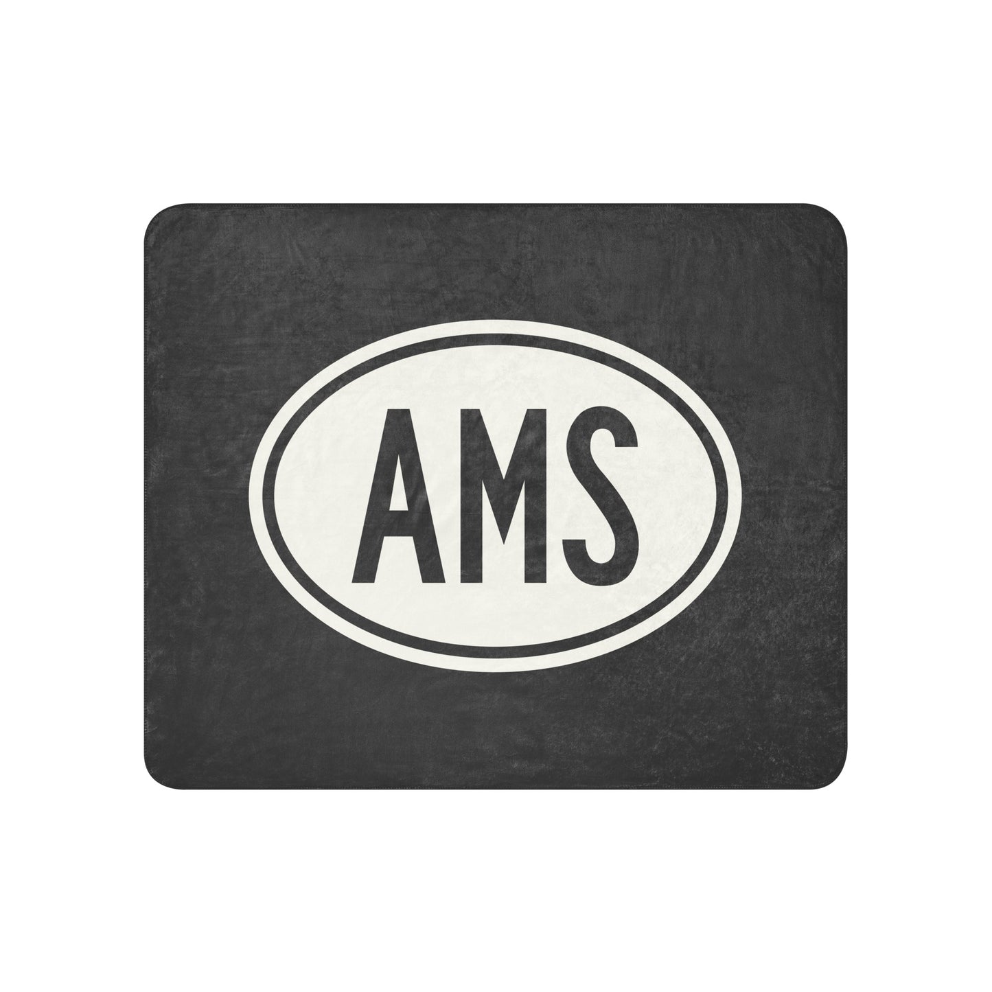Unique Travel Gift Sherpa Blanket - White Oval • AMS Amsterdam Souvenir • YHM Designs - Image 01