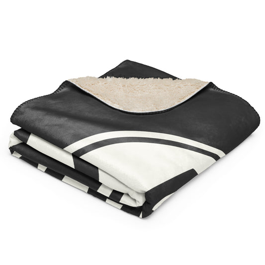 AMS Amsterdam Sherpa Blanket • Eclipse Grey with Oval Car Sticker Design • YHM Designs - Image 02