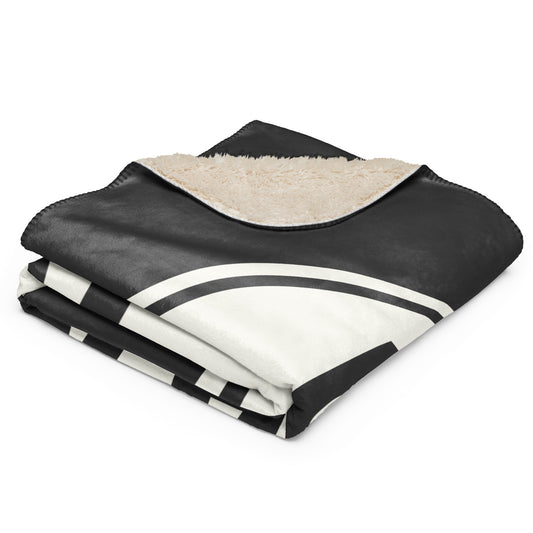 ANC Anchorage Sherpa Blanket • Eclipse Grey with Oval Car Sticker Design • YHM Designs - Image 02