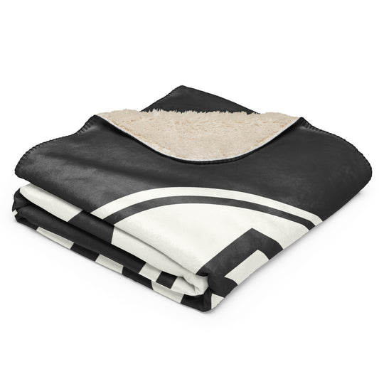 Unique Travel Gift Sherpa Blanket - White Oval • BHX Birmingham • YHM Designs - Image 02