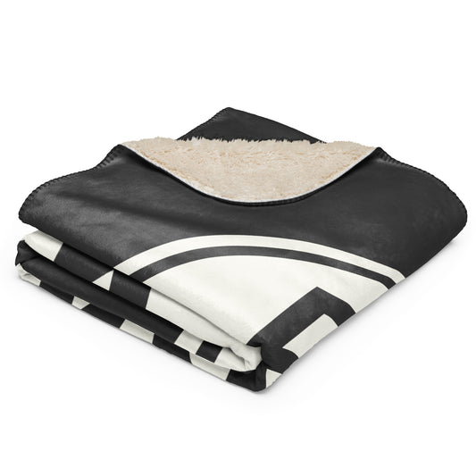 BKK Bangkok Sherpa Blanket • Eclipse Grey with Oval Car Sticker Design • YHM Designs - Image 02