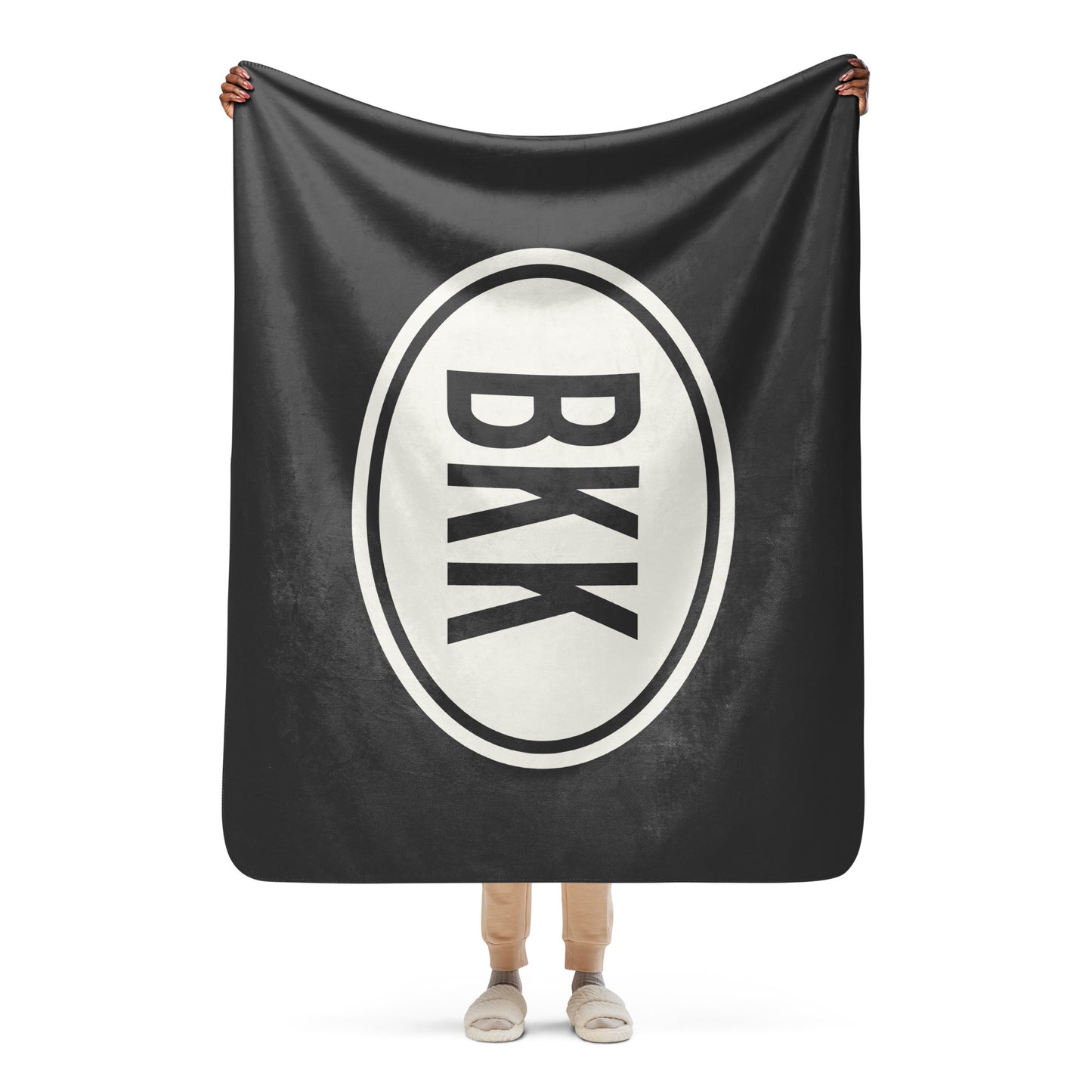 Unique Travel Gift Sherpa Blanket - White Oval • BKK Bangkok • YHM Designs - Image 04