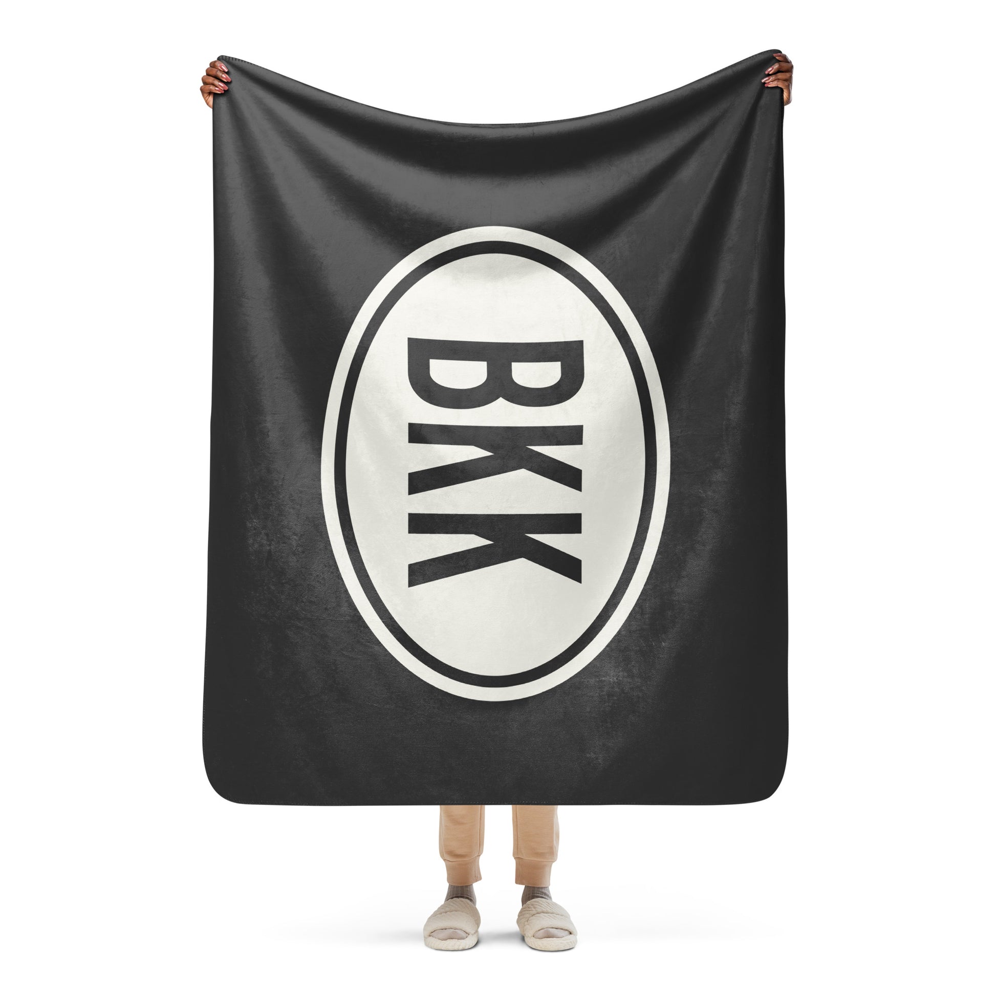 Unique Travel Gift Sherpa Blanket - White Oval • BKK Bangkok • YHM Designs - Image 04