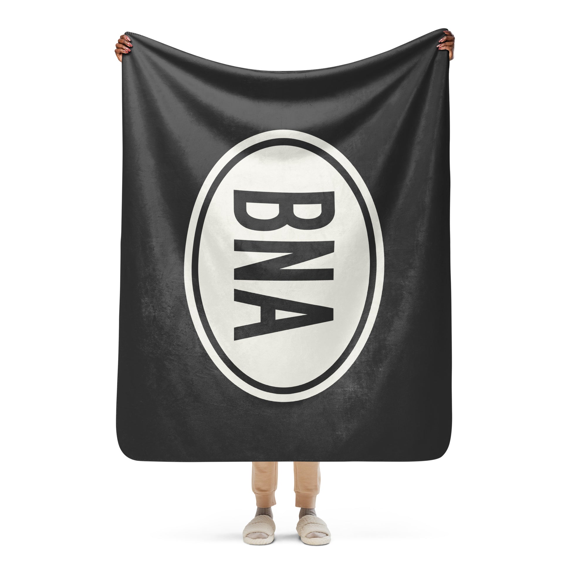 Unique Travel Gift Sherpa Blanket - White Oval • BNA Nashville • YHM Designs - Image 04