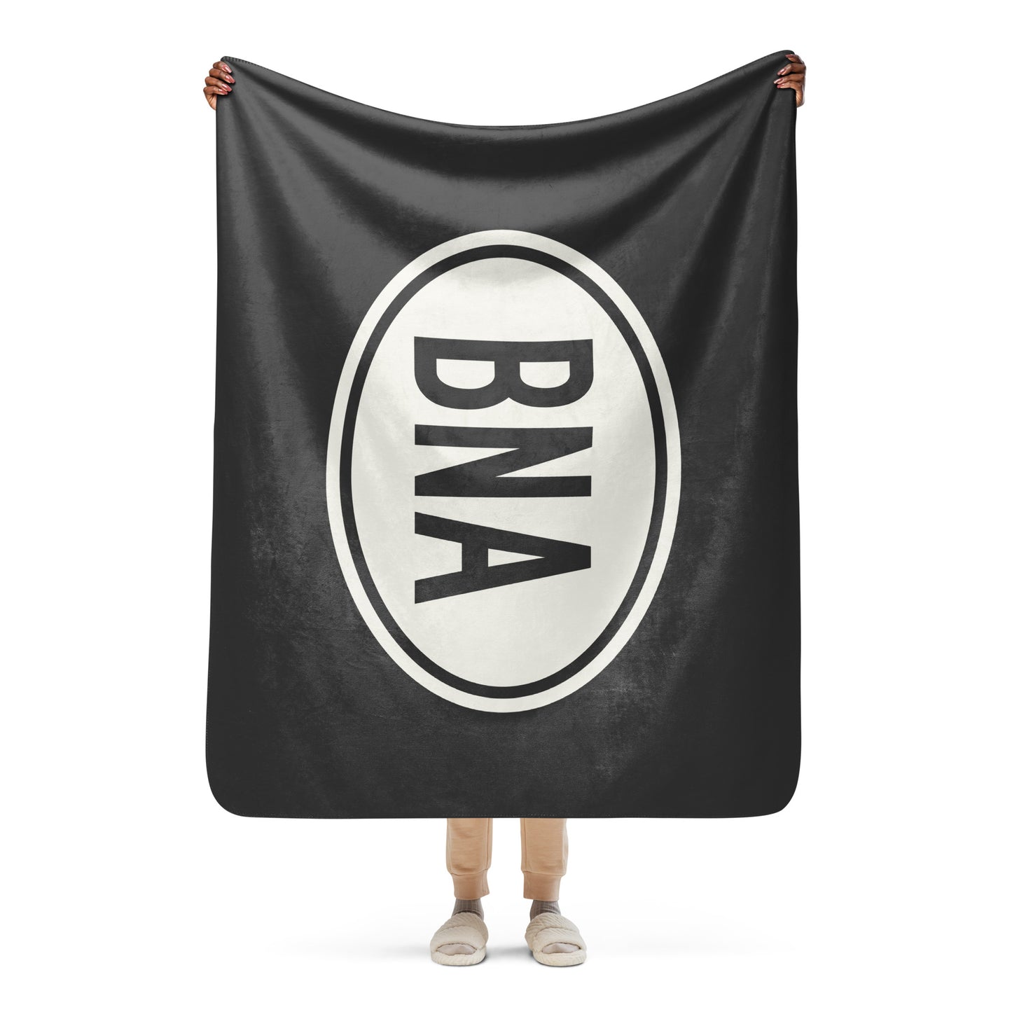 Unique Travel Gift Sherpa Blanket - White Oval • BNA Nashville Souvenir • YHM Designs - Image 04