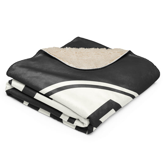 Unique Travel Gift Sherpa Blanket - White Oval • BNE Brisbane • YHM Designs - Image 02