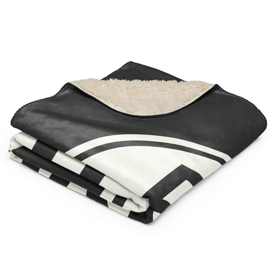 Unique Travel Gift Sherpa Blanket - White Oval • BRU Brussels • YHM Designs - Image 02