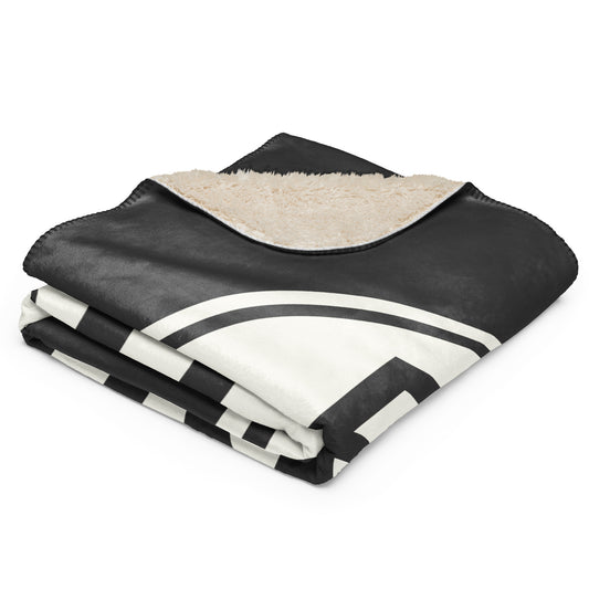 BUD Budapest Sherpa Blanket • Eclipse Grey with Oval Car Sticker Design • YHM Designs - Image 02