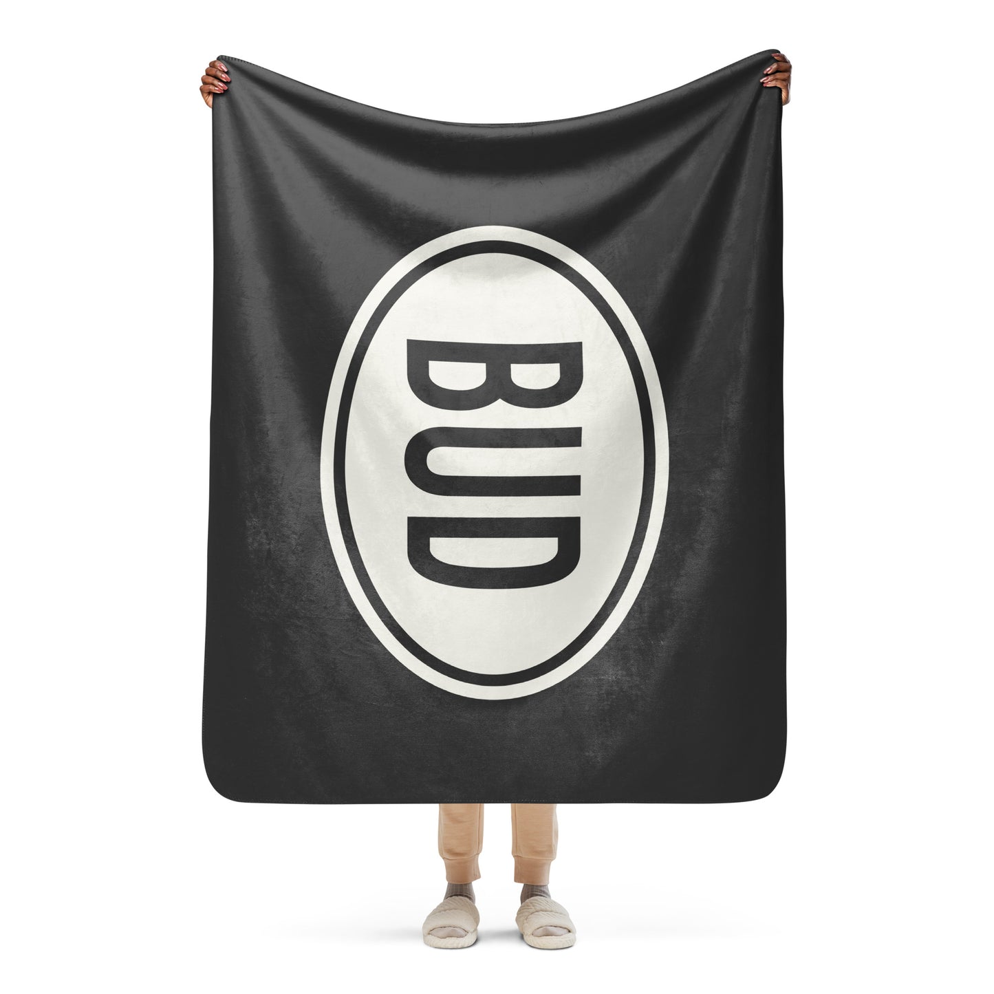 Unique Travel Gift Sherpa Blanket - White Oval • BUD Budapest Souvenir • YHM Designs - Image 04