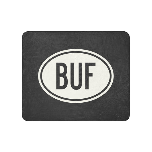 Unique Travel Gift Sherpa Blanket - White Oval • BUF Buffalo • YHM Designs - Image 01