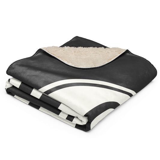 CDG Paris Sherpa Blanket • Eclipse Grey with Oval Car Sticker Design • YHM Designs - Image 02