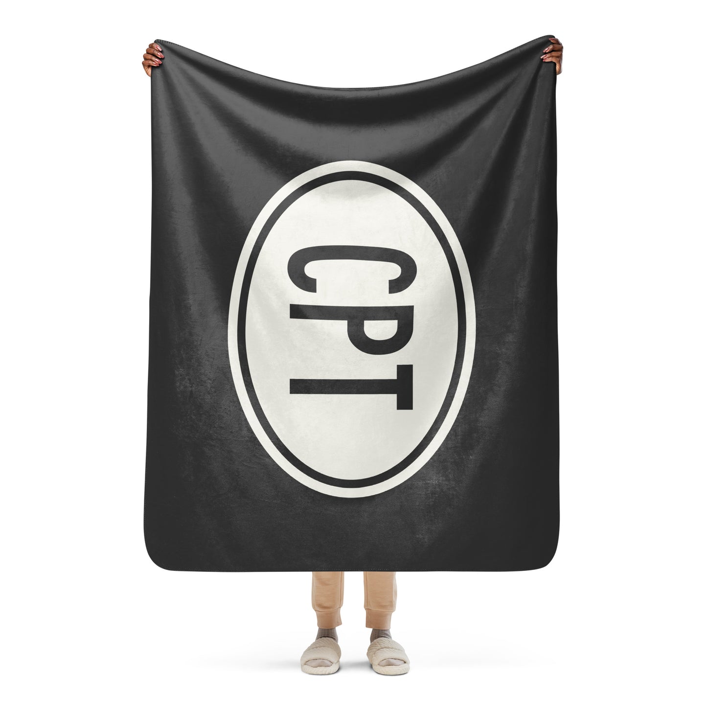 Unique Travel Gift Sherpa Blanket - White Oval • CPT Cape Town Souvenir • YHM Designs - Image 04