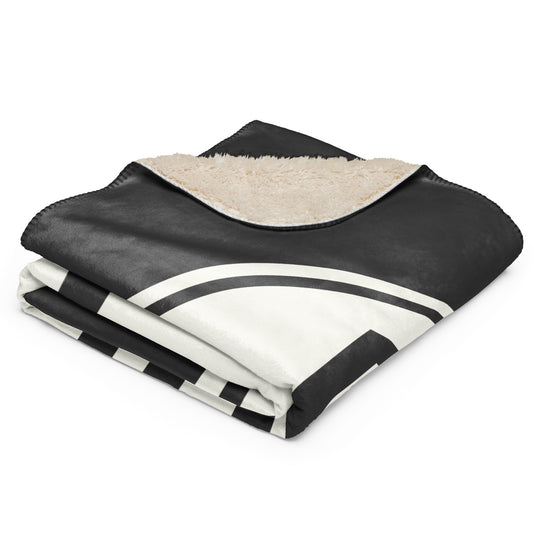 DEL Delhi Sherpa Blanket • Eclipse Grey with Oval Car Sticker Design • YHM Designs - Image 02