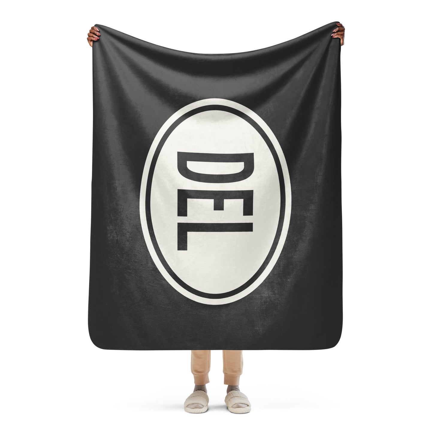 Unique Travel Gift Sherpa Blanket - White Oval • DEL Delhi Souvenir • YHM Designs - Image 04