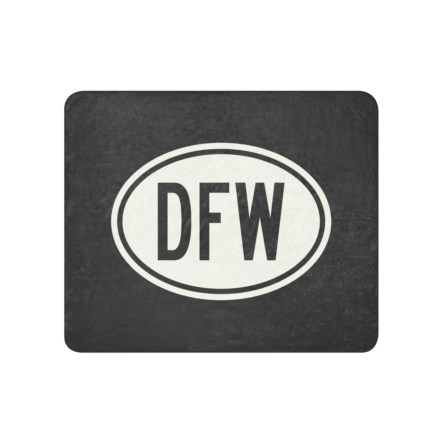 Unique Travel Gift Sherpa Blanket - White Oval • DFW Dallas Souvenir • YHM Designs - Image 01
