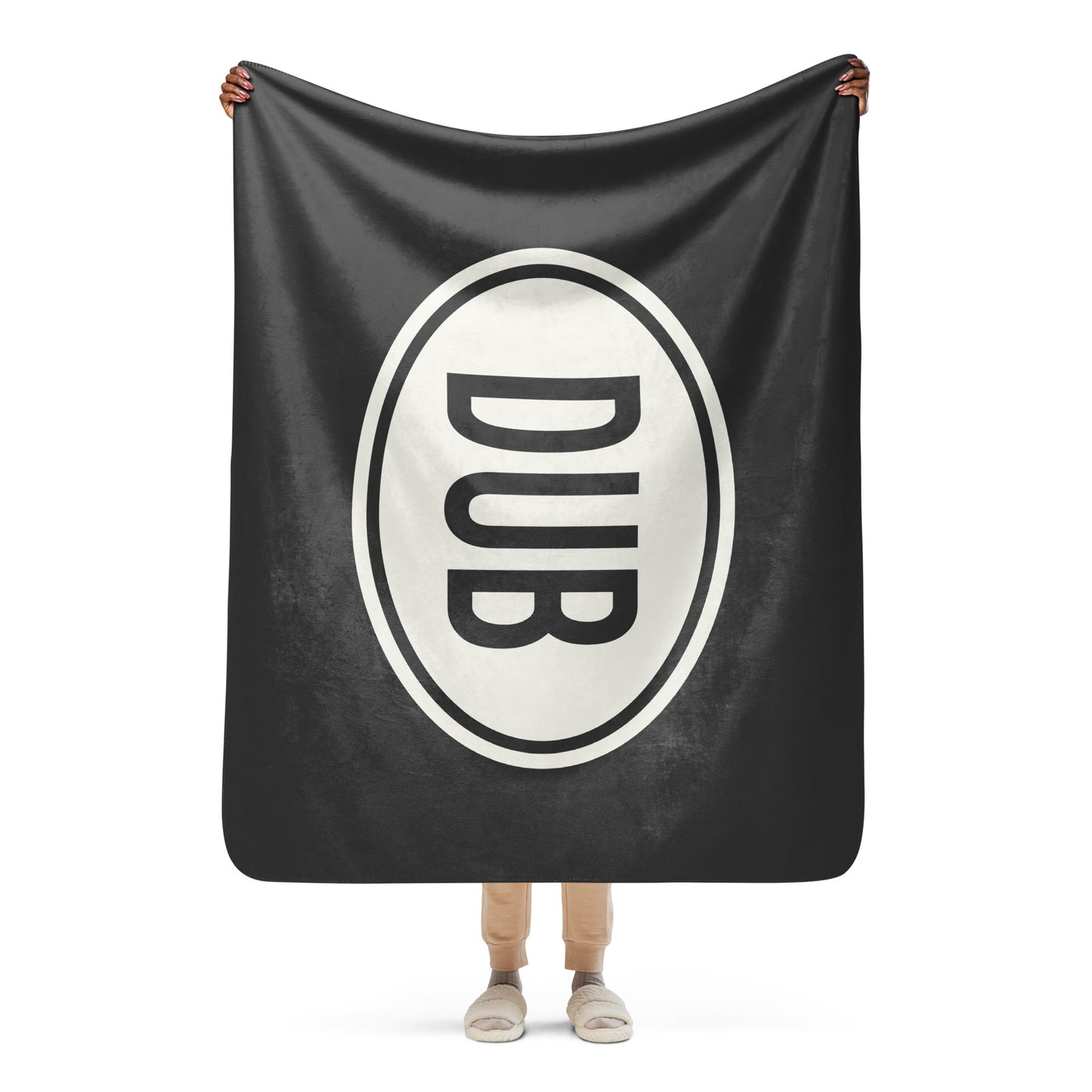 Unique Travel Gift Sherpa Blanket - White Oval • DUB Dublin Souvenir • YHM Designs - Image 02