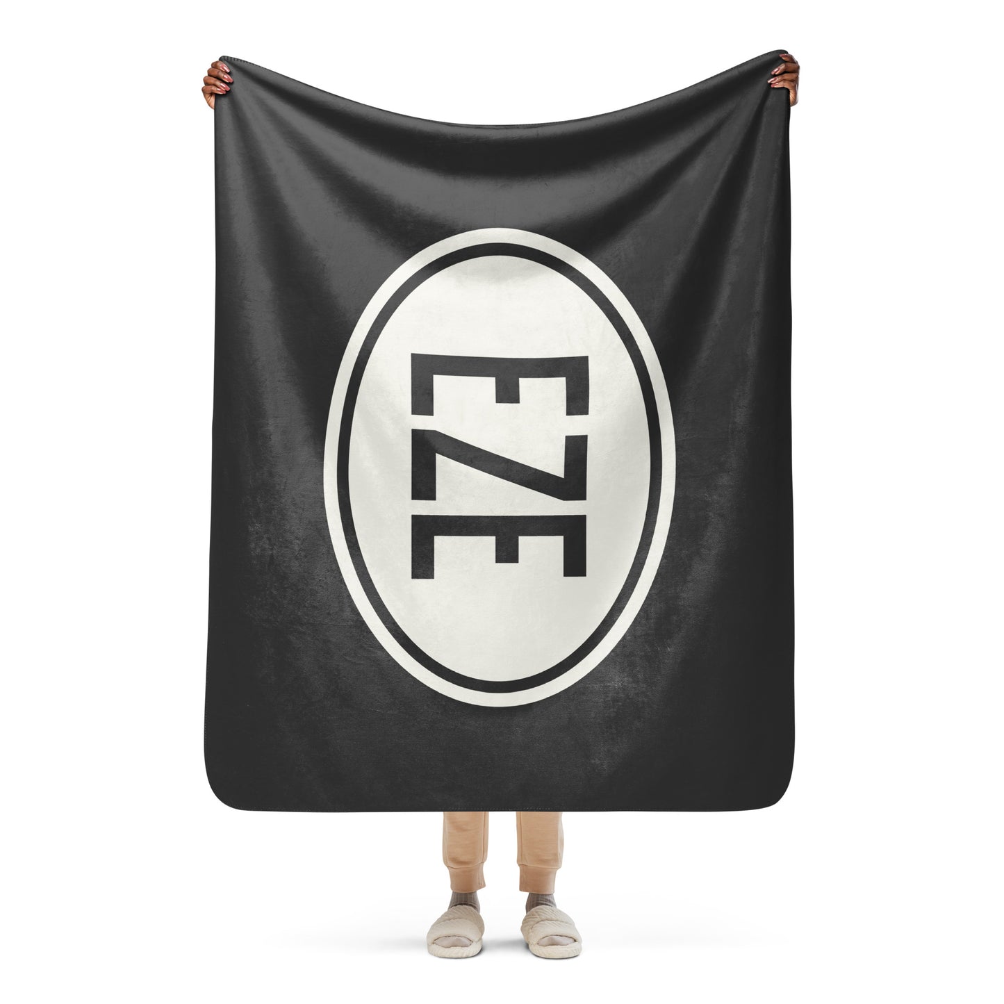 Unique Travel Gift Sherpa Blanket - White Oval • EZE Buenos Aires Souvenir • YHM Designs - Image 04