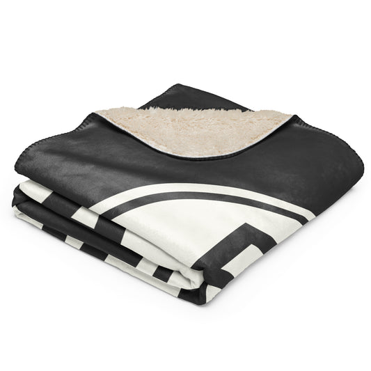 Unique Travel Gift Sherpa Blanket - White Oval • FRA Frankfurt • YHM Designs - Image 02
