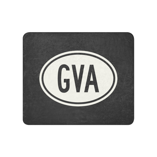 Unique Travel Gift Sherpa Blanket - White Oval • GVA Geneva • YHM Designs - Image 01