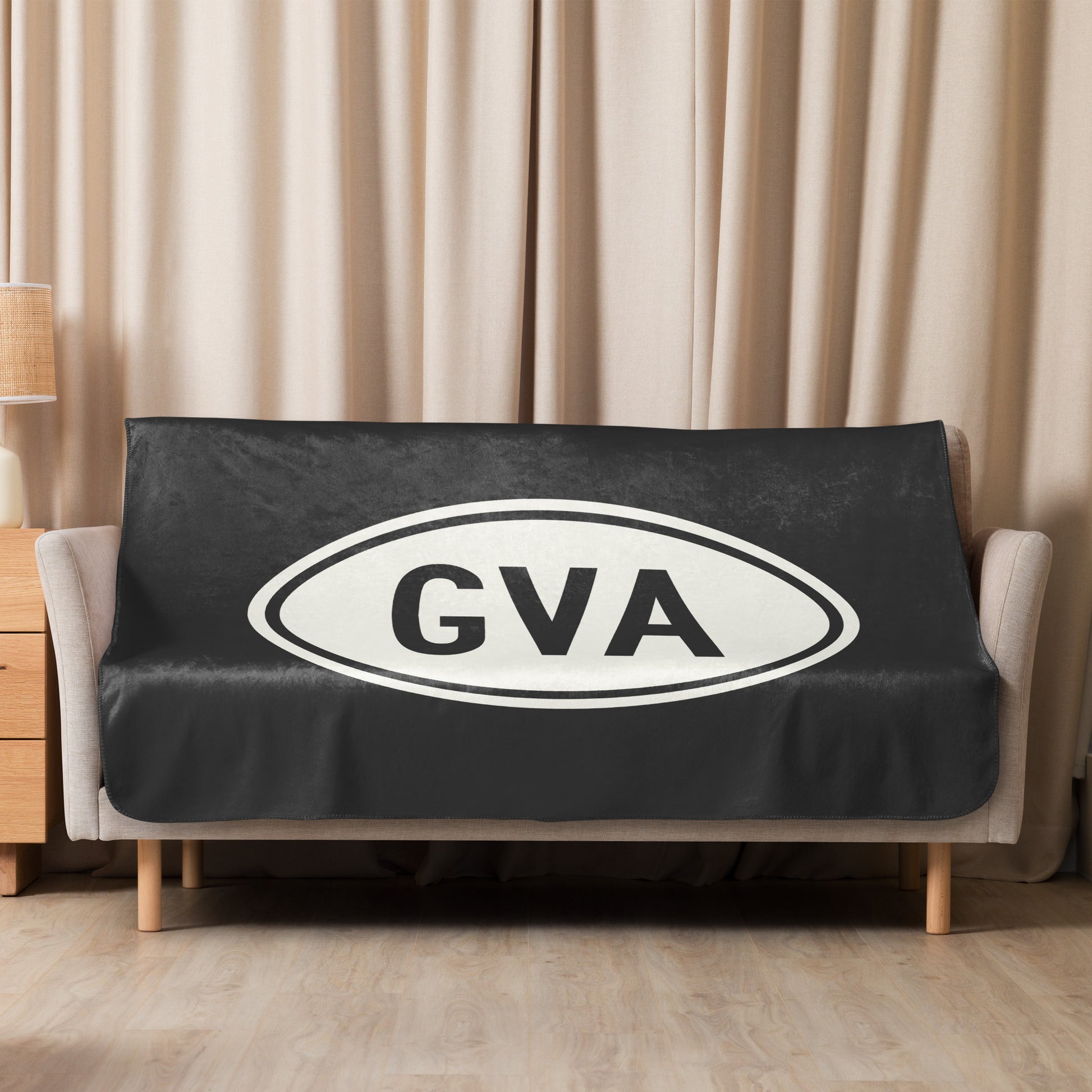 Unique Travel Gift Sherpa Blanket - White Oval • GVA Geneva • YHM Designs - Image 07