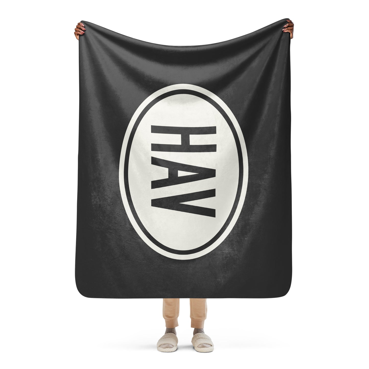 Unique Travel Gift Sherpa Blanket - White Oval • HAV Havana • YHM Designs - Image 04