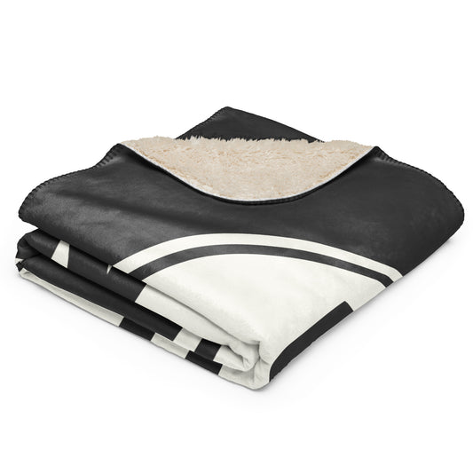 ICN Seoul Sherpa Blanket • Eclipse Grey with Oval Car Sticker Design • YHM Designs - Image 02