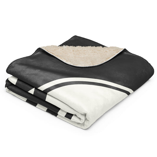 JFK New York City Sherpa Blanket • Eclipse Grey with Oval Car Sticker Design • YHM Designs - Image 02