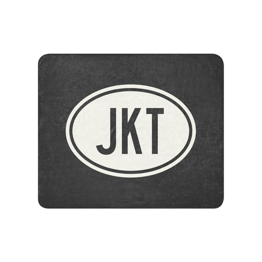 Unique Travel Gift Sherpa Blanket - White Oval • JKT Jakarta • YHM Designs - Image 01