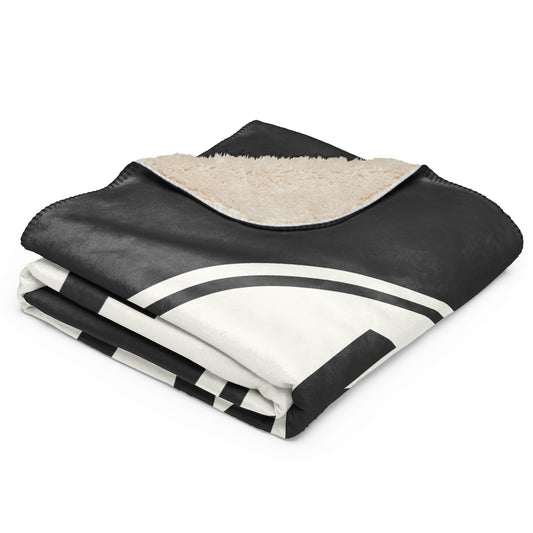 Unique Travel Gift Sherpa Blanket - White Oval • KEF Reykjavik • YHM Designs - Image 02