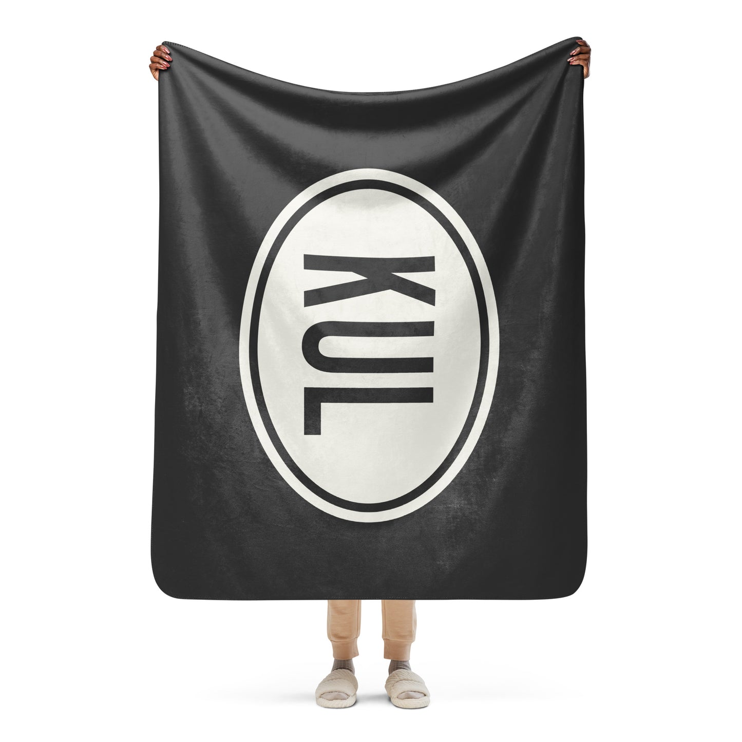 Unique Travel Gift Sherpa Blanket - White Oval • KUL Kuala Lumpur Souvenir • YHM Designs - Image 04
