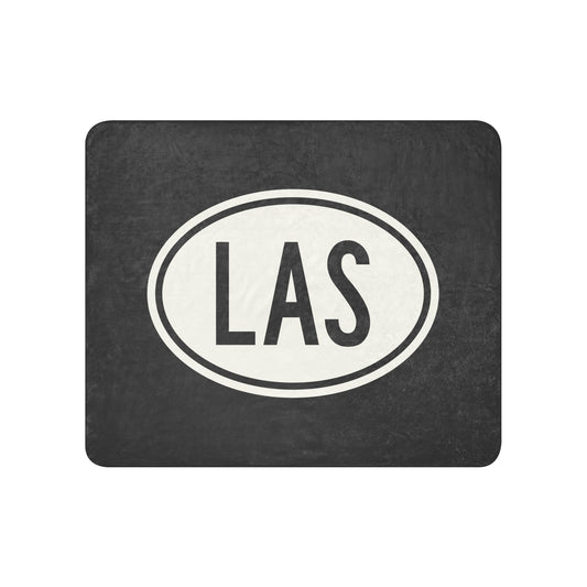 Unique Travel Gift Sherpa Blanket - White Oval • LAS Las Vegas • YHM Designs - Image 01