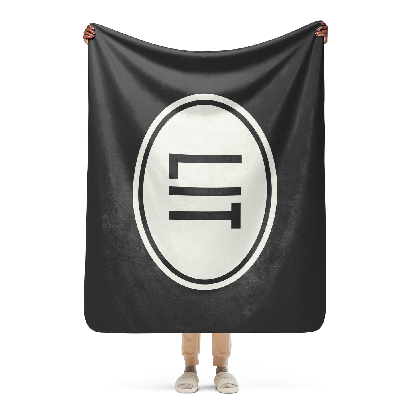 Unique Travel Gift Sherpa Blanket - White Oval • LIT Little Rock Souvenir • YHM Designs - Image 04