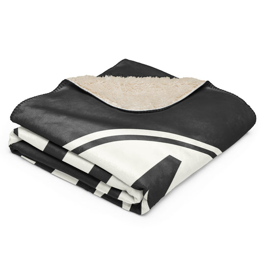 MAD Madrid Sherpa Blanket • Eclipse Grey with Oval Car Sticker Design • YHM Designs - Image 02