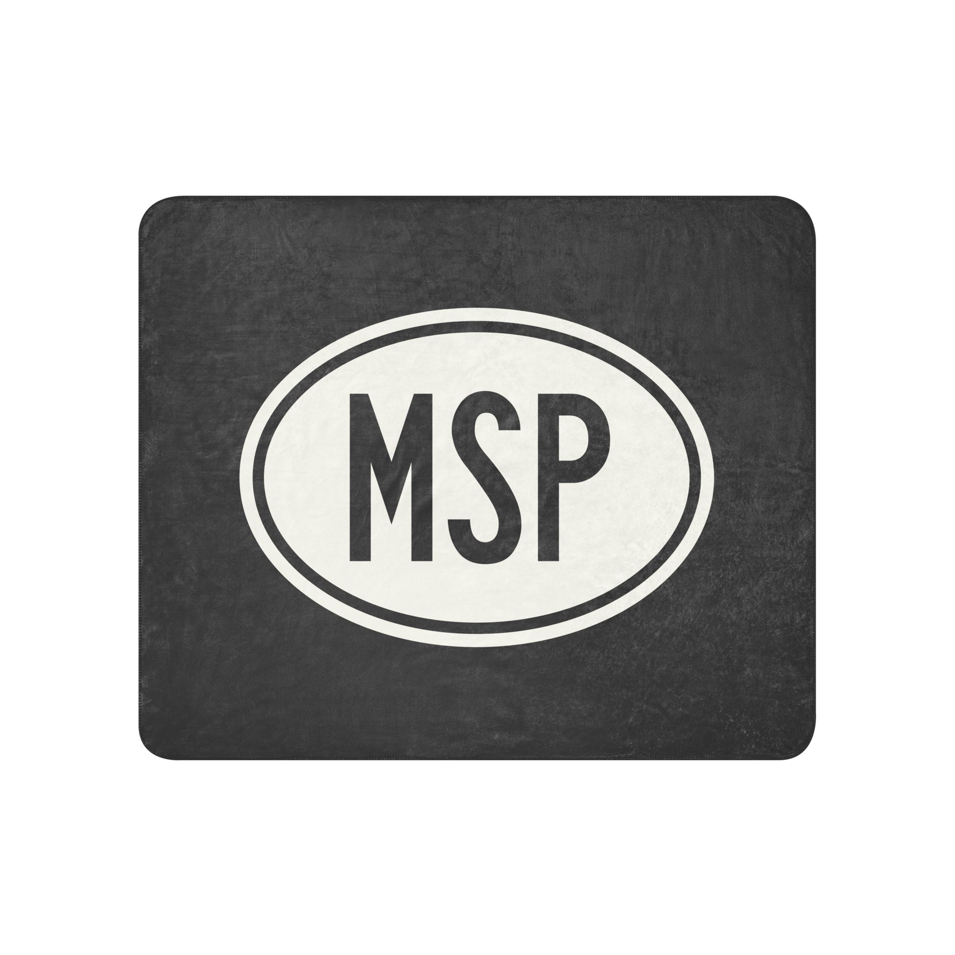 MSP Minneapolis Sherpa Blanket • Eclipse Grey with Oval Car Sticker Design • YHM Designs - Image 01