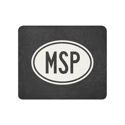 MSP Minneapolis Sherpa Blanket • Eclipse Grey with Oval Car Sticker Design • YHM Designs - Image 01