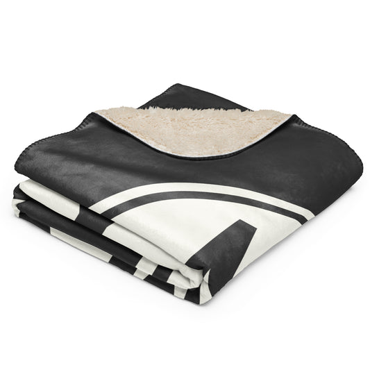 MSY New Orleans Sherpa Blanket • Eclipse Grey with Oval Car Sticker Design • YHM Designs - Image 02