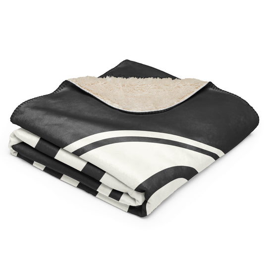 ORD Chicago Sherpa Blanket • Eclipse Grey with Oval Car Sticker Design • YHM Designs - Image 02