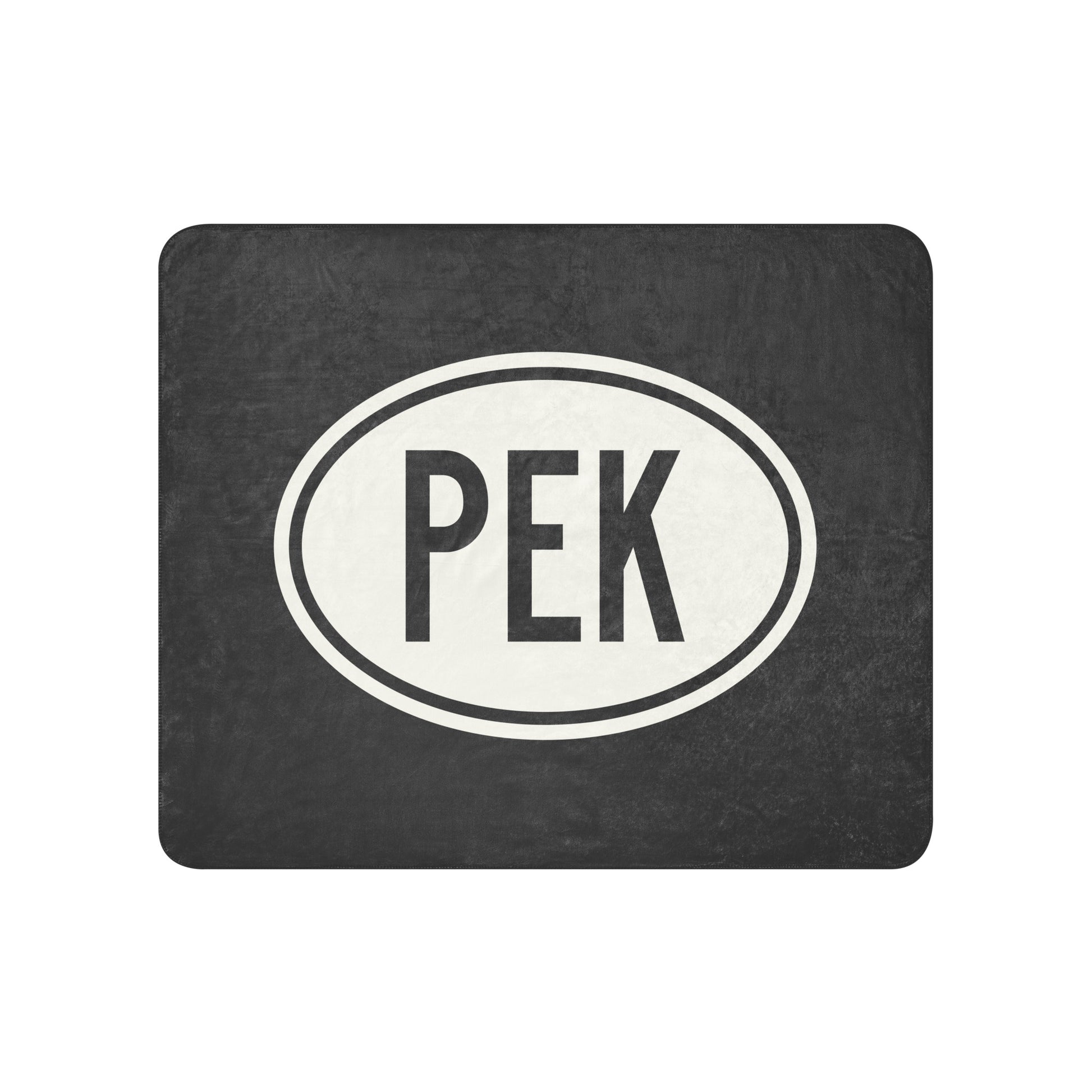 PEK Beijing Sherpa Blanket • Eclipse Grey with Oval Car Sticker Design • YHM Designs - Image 01