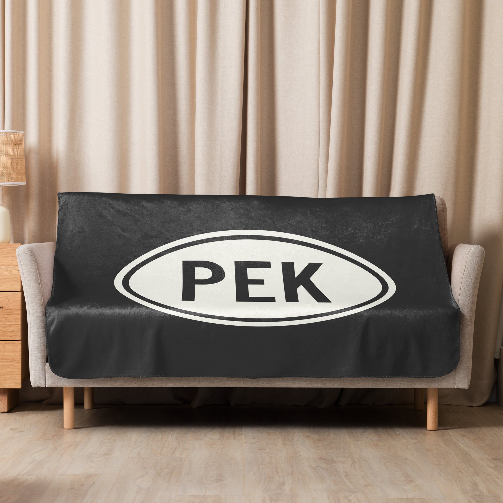PEK Beijing Sherpa Blanket • Eclipse Grey with Oval Car Sticker Design • YHM Designs - Image 07