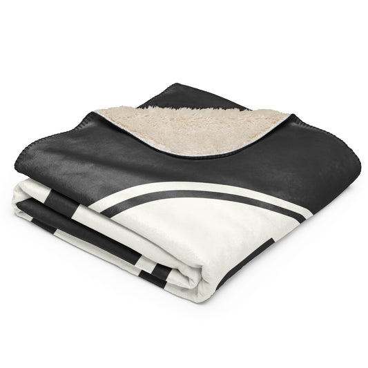 PIT Pittsburgh Sherpa Blanket • Eclipse Grey with Oval Car Sticker Design • YHM Designs - Image 02