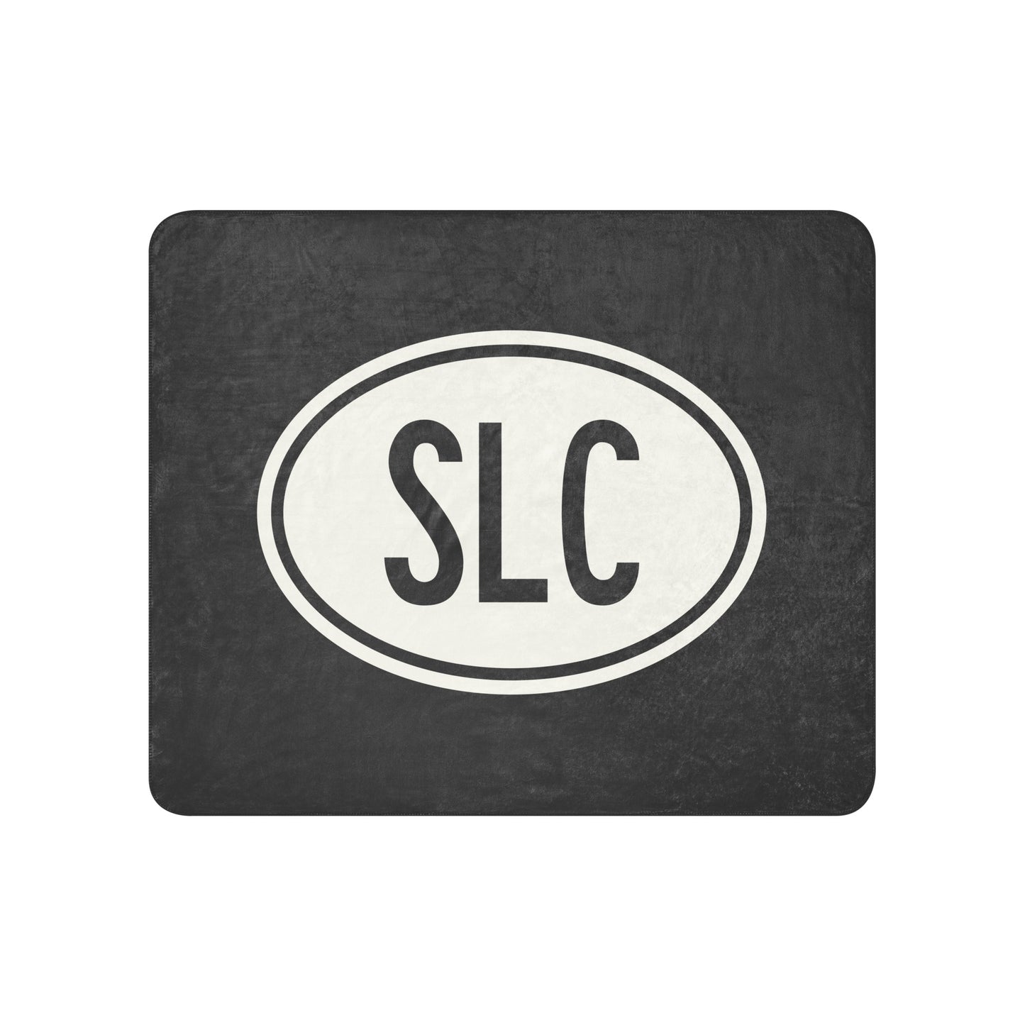 SLC Salt Lake City Sherpa Blanket • Eclipse Grey with Oval Car Sticker Design • YHM Designs - Image 01