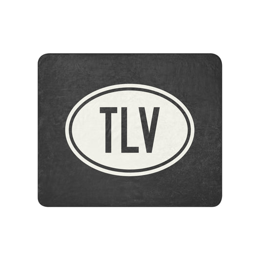 TLV Tel Aviv Sherpa Blanket • Eclipse Grey with Oval Car Sticker Design • YHM Designs - Image 01