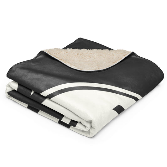 TLV Tel Aviv Sherpa Blanket • Eclipse Grey with Oval Car Sticker Design • YHM Designs - Image 02