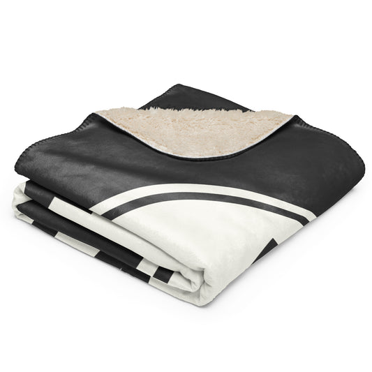 VIE Vienna Sherpa Blanket • Eclipse Grey with Oval Car Sticker Design • YHM Designs - Image 02