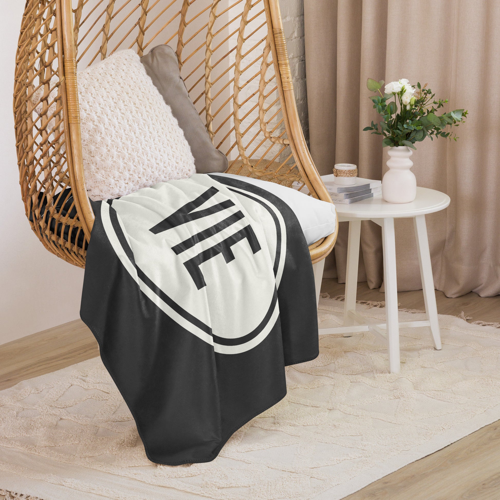 Unique Travel Gift Sherpa Blanket - White Oval • VIE Vienna • YHM Designs - Image 06