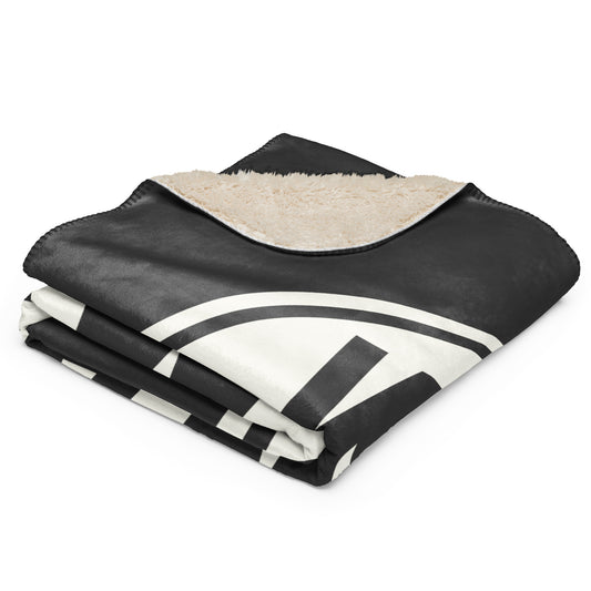 WAW Warsaw Sherpa Blanket • Eclipse Grey with Oval Car Sticker Design • YHM Designs - Image 02