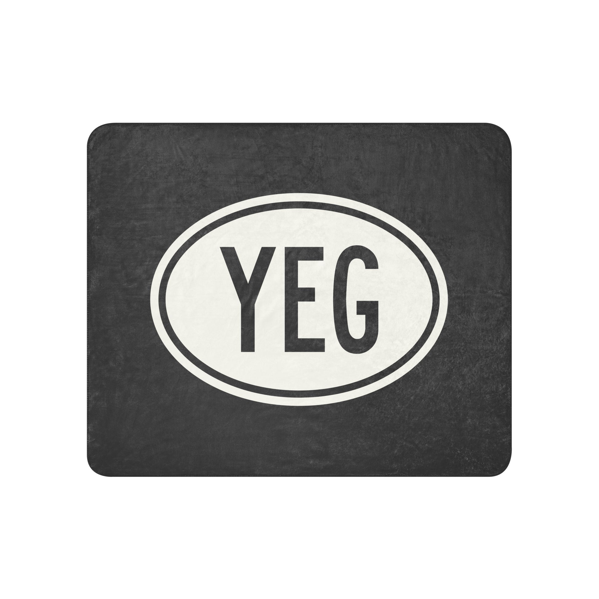 YEG Edmonton Sherpa Blanket • Eclipse Grey with Oval Car Sticker Design • YHM Designs - Image 01