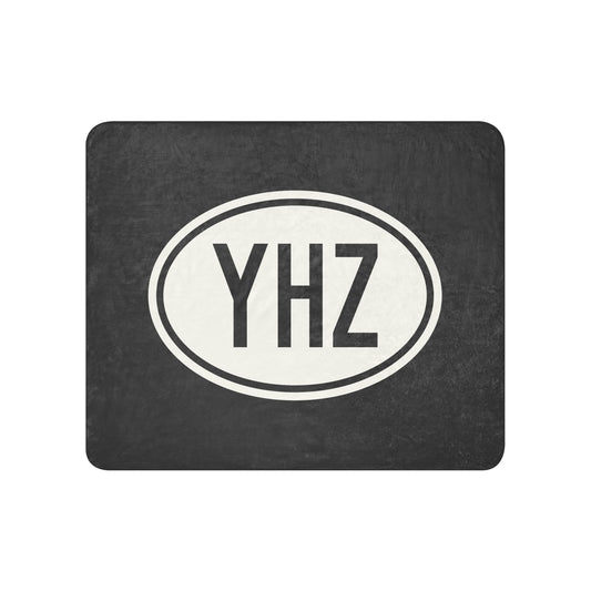 YHZ Halifax Sherpa Blanket • Eclipse Grey with Oval Car Sticker Design • YHM Designs - Image 01